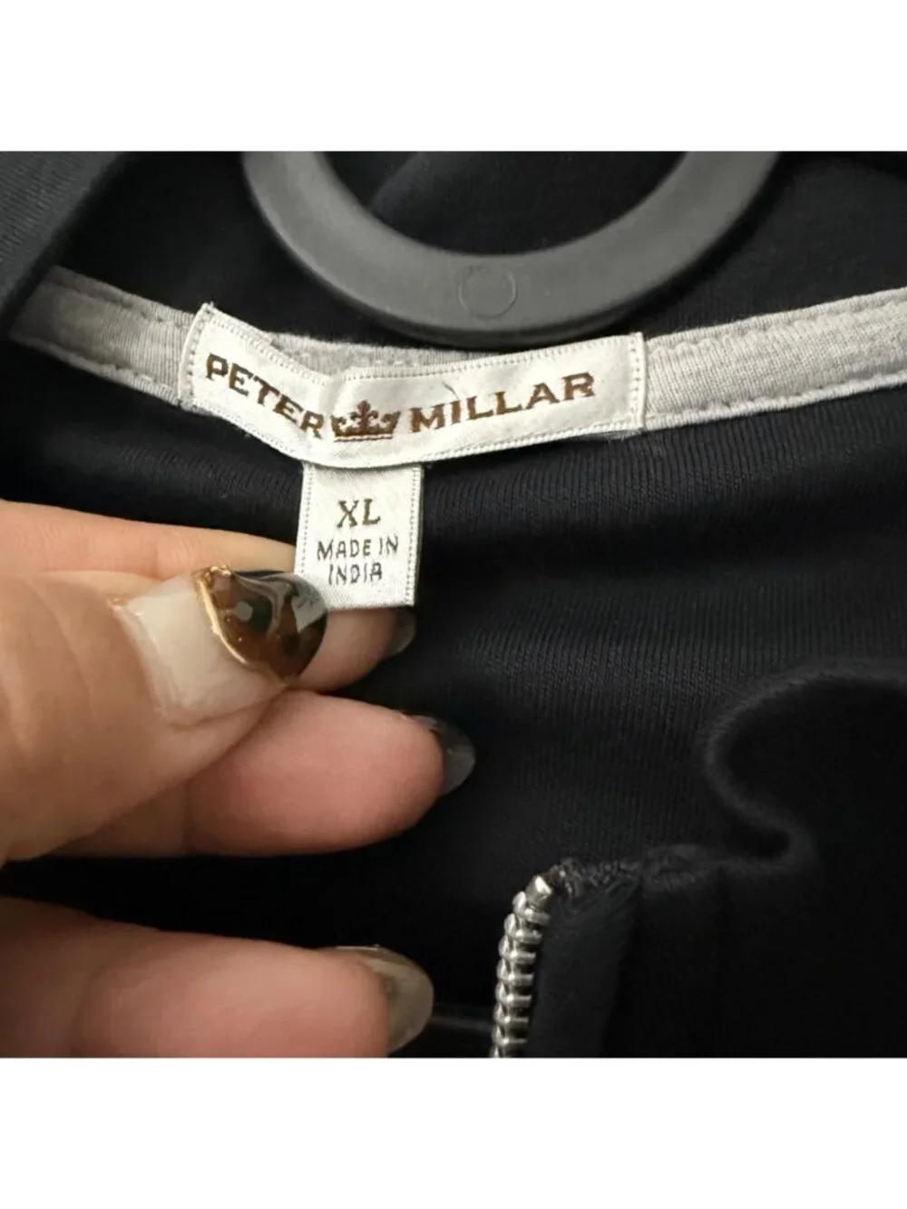 Peter Millar Black Quarter Zip Long Sleeve Pullover Sweater Mens Size XLarge